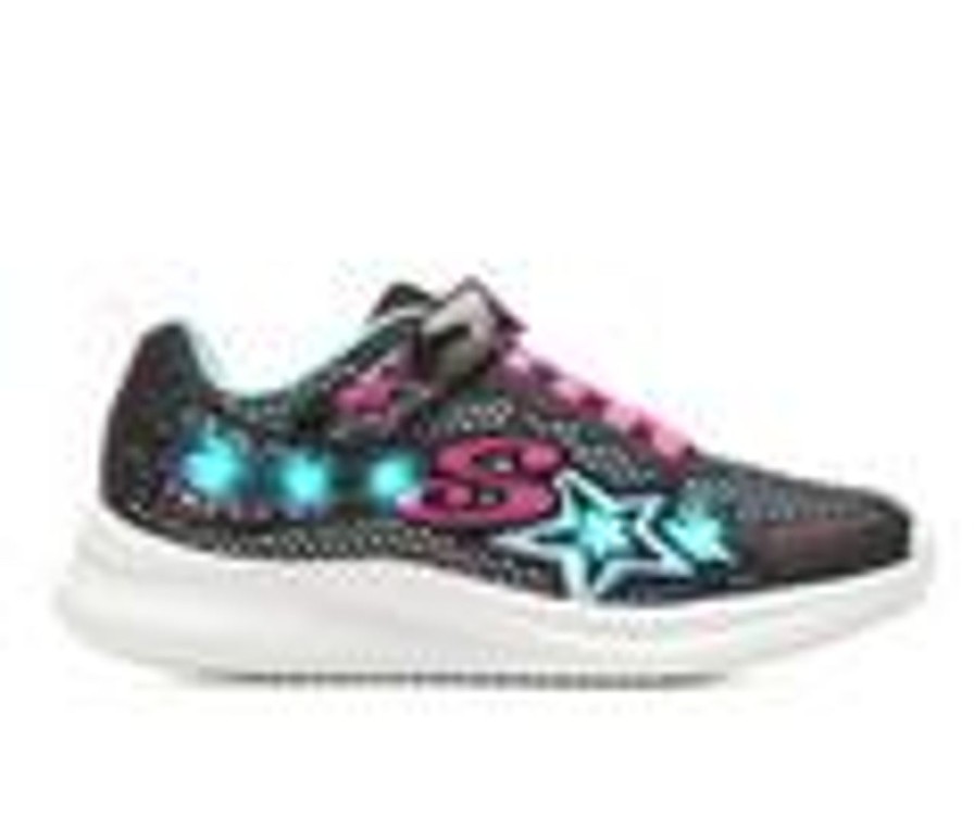 Kids Skechers Casual | Girls' Skechers Little Kid & Big Kid Jumpsters Wishful Star Light-Up Sneakers Blk/Pink/Silver