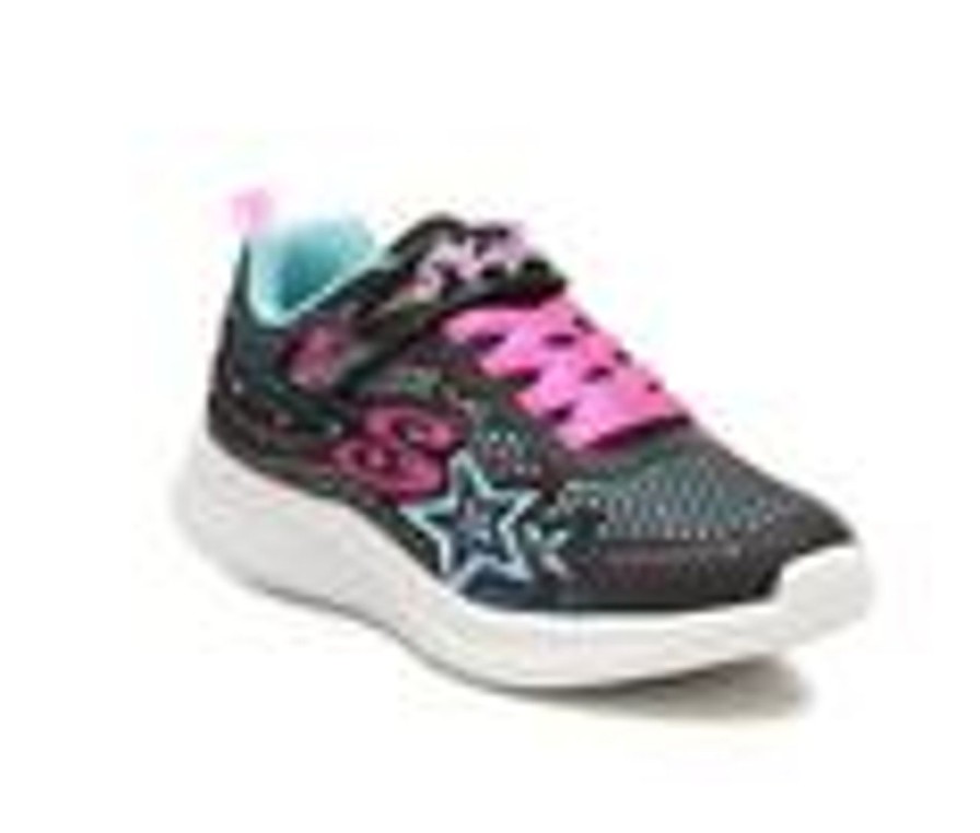 Kids Skechers Casual | Girls' Skechers Little Kid & Big Kid Jumpsters Wishful Star Light-Up Sneakers Blk/Pink/Silver