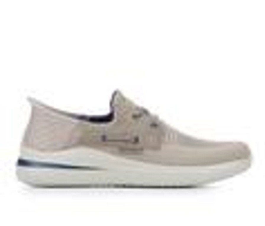 Men Skechers Boat Shoes | Men'S Skechers 210606 Delson Slip In Slip-On Shoes Taupe