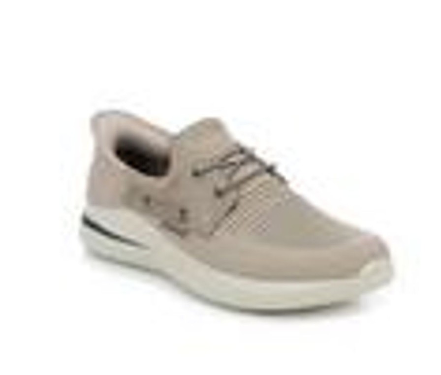 Men Skechers Boat Shoes | Men'S Skechers 210606 Delson Slip In Slip-On Shoes Taupe