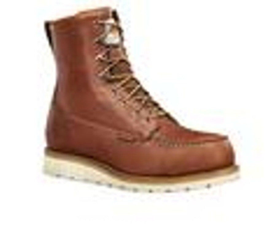 Men Carhartt Steel Toe | Men'S Carhartt Fw8275 Wp Moc Wedge 8 Red Brown