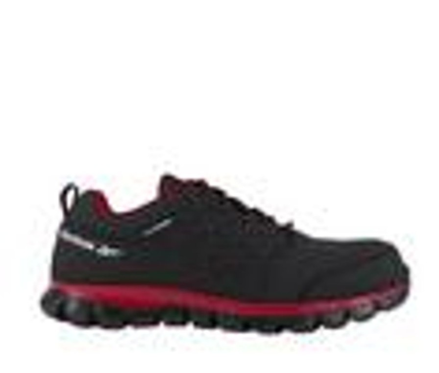 Men REEBOK WORK Slip Resistant | Men'S Reebok Work Sublite Cushion Work Rb4058 Work Shoes Black/ Red