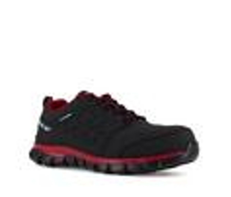 Men REEBOK WORK Slip Resistant | Men'S Reebok Work Sublite Cushion Work Rb4058 Work Shoes Black/ Red