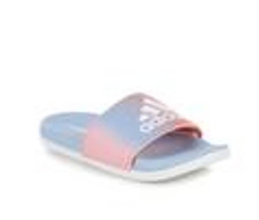 Kids Adidas Sandals | Girls' Adidas Little Kid & Big Kid Adilette Comfort Print Sport Slides Coral/Wht/Blue