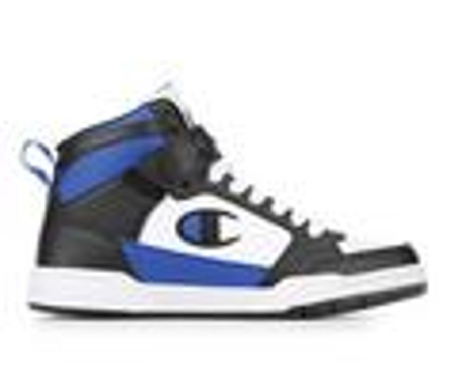 Kids Champion Athletics & Sneakers | Boys' Champion Big Kid Arena Power High-Top Sneakers Blk/Wht/Blue