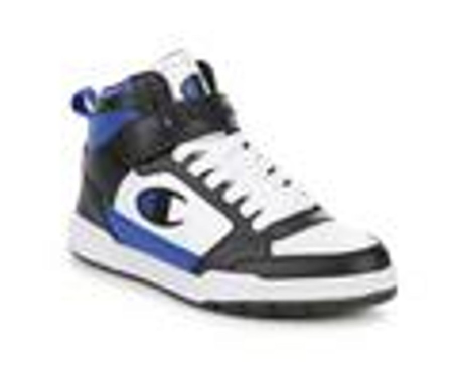 Kids Champion Athletics & Sneakers | Boys' Champion Big Kid Arena Power High-Top Sneakers Blk/Wht/Blue