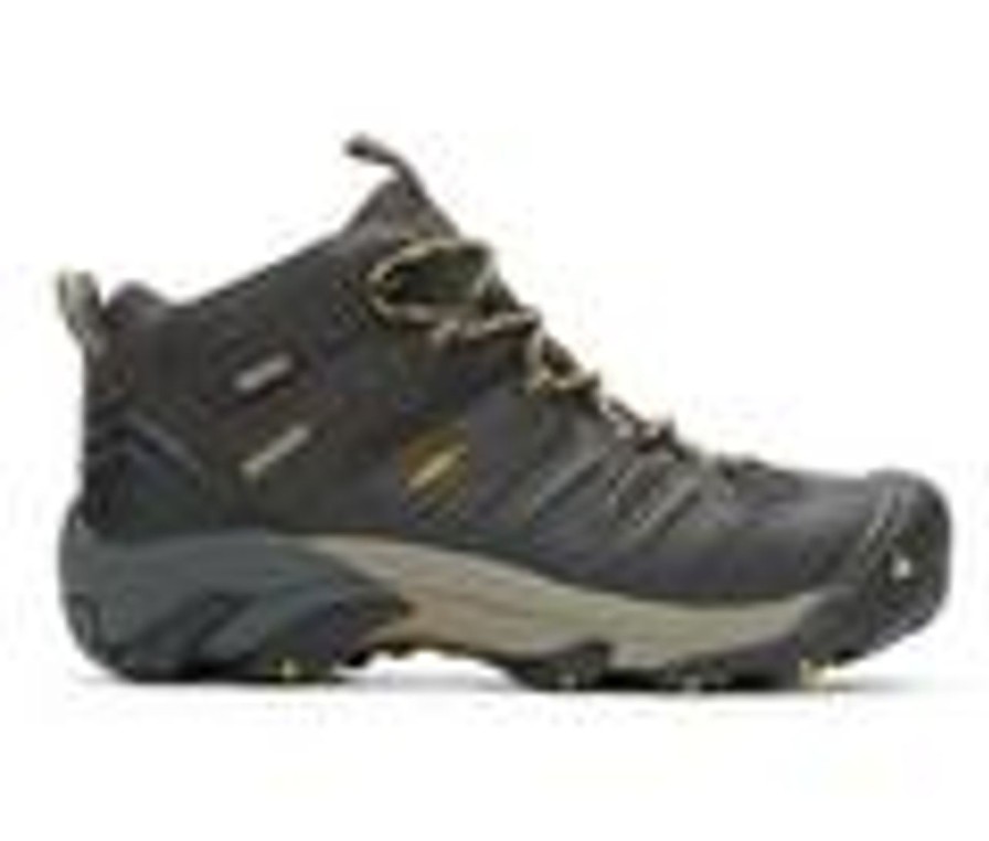 Men KEEN Utility Waterproof | Men'S Keen Utility Lansing Mid Steel Toe Waterproof Work Boots Raven/Olive