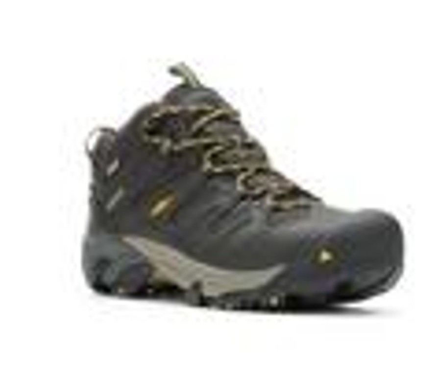 Men KEEN Utility Waterproof | Men'S Keen Utility Lansing Mid Steel Toe Waterproof Work Boots Raven/Olive