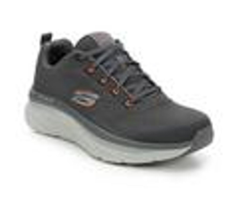 Men Skechers Walking And Hiking | Men'S Skechers 232364 D'Lux Walker Walking Shoes Grey/Orange