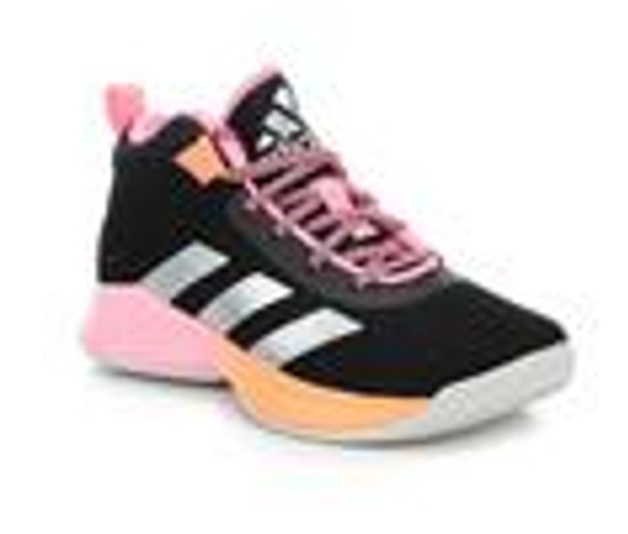 Kids Adidas Athletics & Sneakers | Girls' Adidas Little Kid & Big Kid Cross 'Em Up Wide Width Basketball Shoes Bk/Slvr/Pnkfade