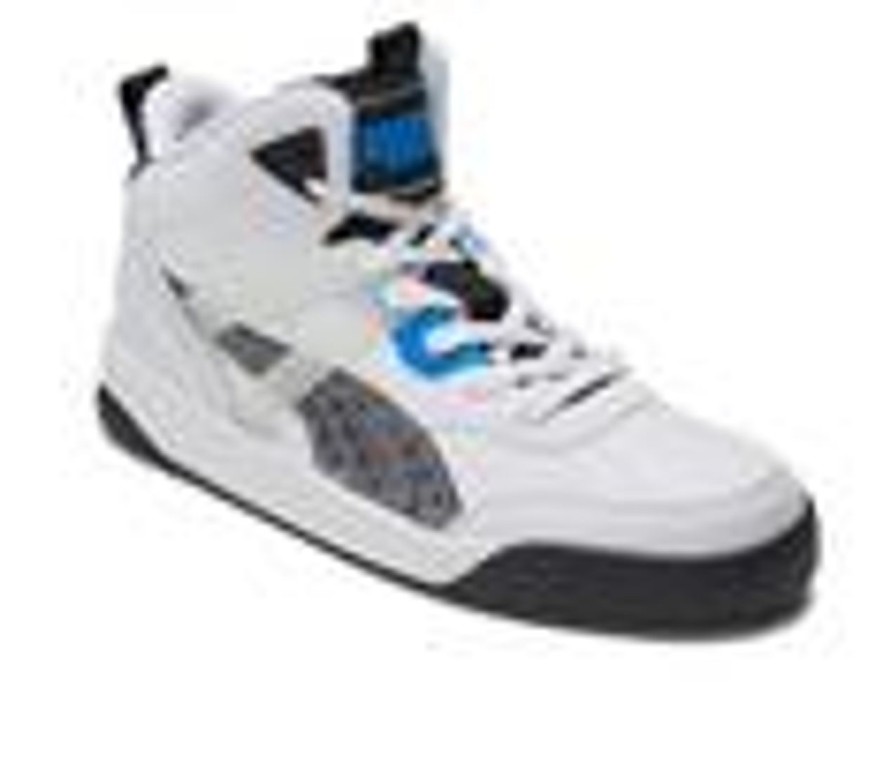 Men Puma High Tops | Men'S Puma Backcourt Mid Cyber Week Sneakers White/Blk/Blue