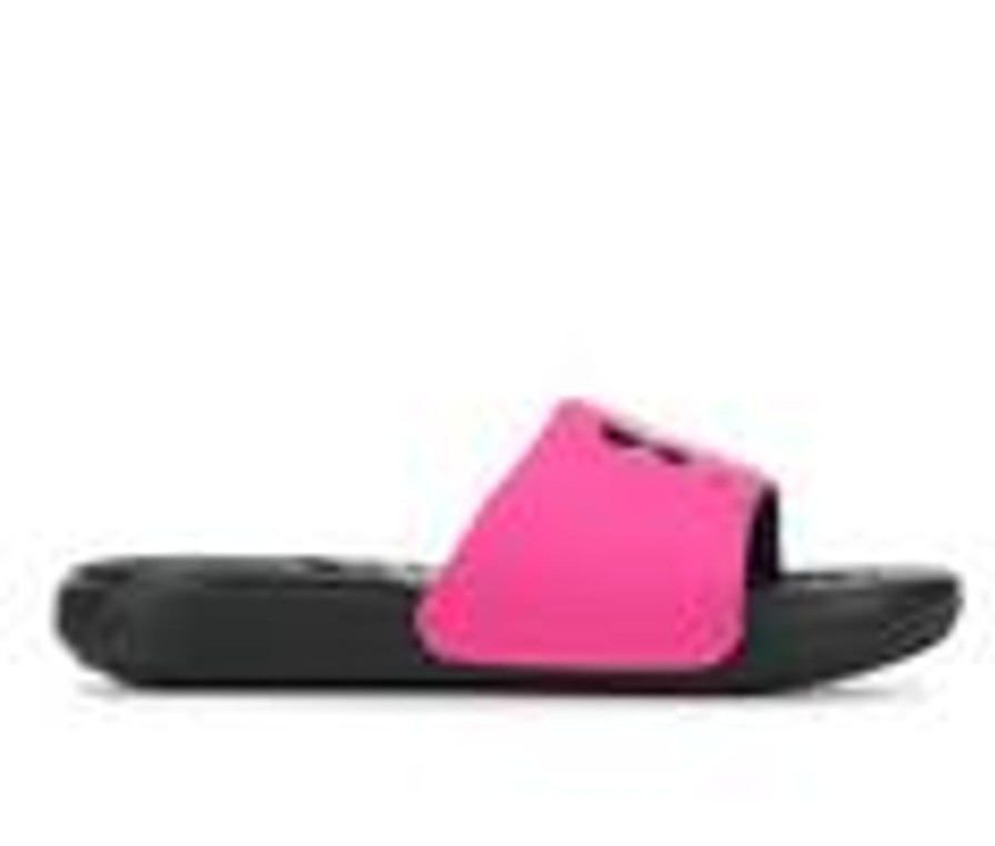 Kids Under Armour Sandals | Girls' Under Armour Little Kid & Big Kid Ansa Sport Slides Blk/Pink Surge