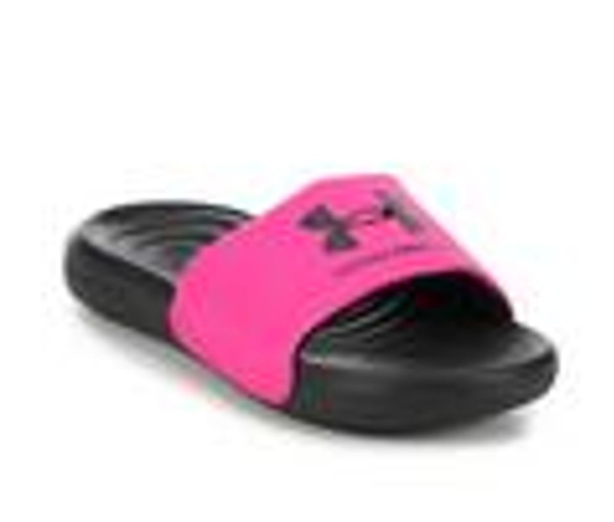 Kids Under Armour Sandals | Girls' Under Armour Little Kid & Big Kid Ansa Sport Slides Blk/Pink Surge