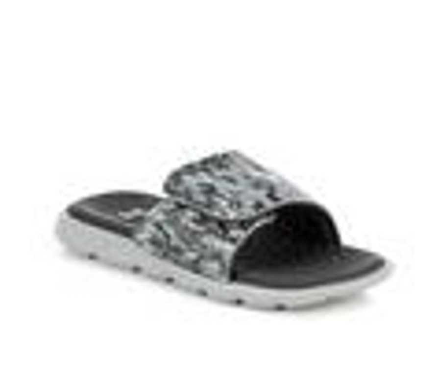 Kids Under Armour Sandals | Boys' Under Armour Little Kid & Big Kid Ignite Print Vii Sport Slides Mod Gray/Silver