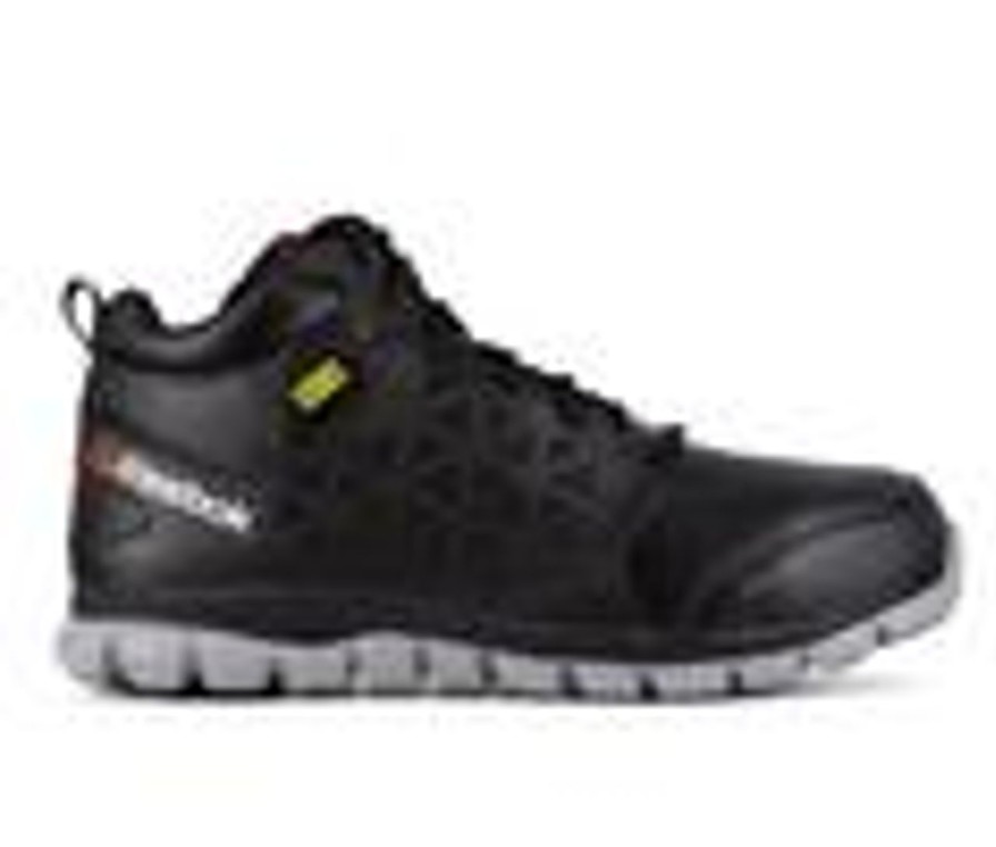 Men REEBOK WORK Electric Hazard | Men'S Reebok Work Sublite Cushion Leather Electrical Hazard Work Boots Black Leather