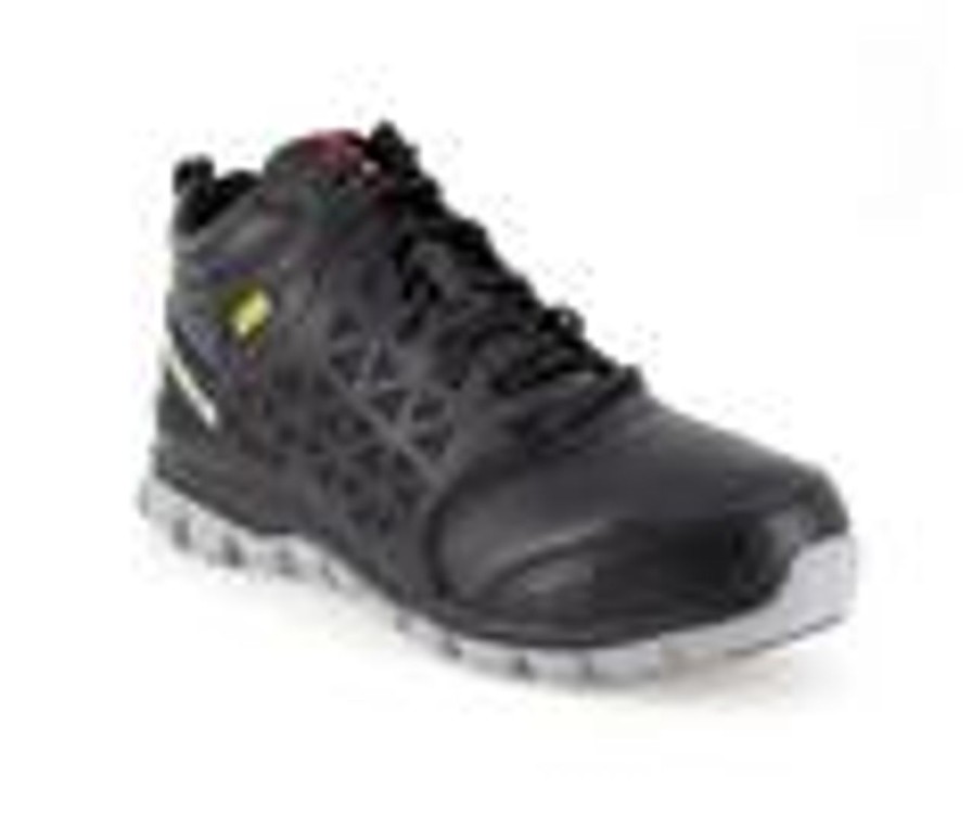 Men REEBOK WORK Electric Hazard | Men'S Reebok Work Sublite Cushion Leather Electrical Hazard Work Boots Black Leather