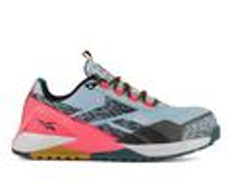 Men REEBOK WORK Electric Hazard | Men'S Reebok Work Women'S Nano X1 Adventur Work Rb382 Work Shoes Blue/Salmon