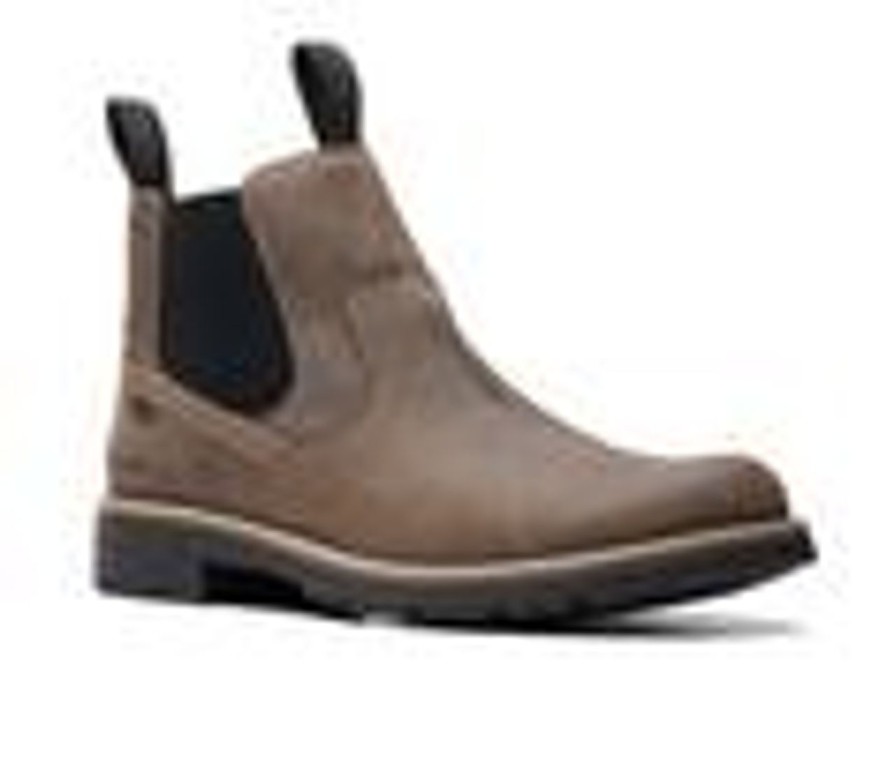 Men Clarks Waterproof | Men'S Clarks Morris Easy Chelsea Boots Stone Waxy