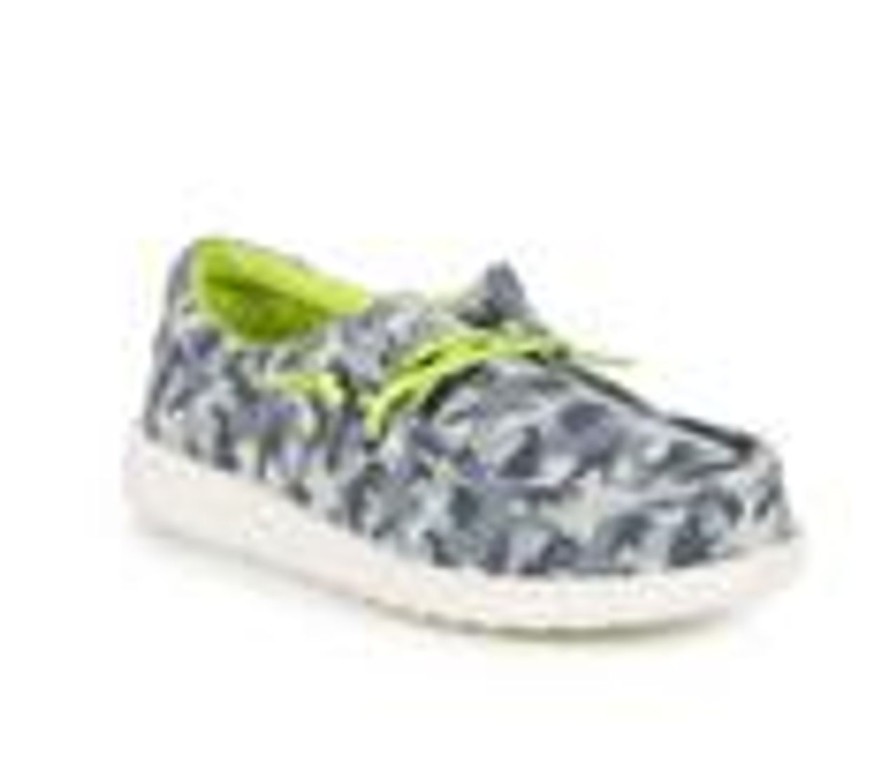 Kids HEYDUDE Casual | Boys' Heydude Little Kid Wally Youth Camodino Slip-On Shoes Blue/Camo Dino