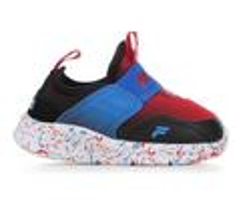 Kids Fila Athletics & Sneakers | Boys' Fila Toddler Landbuzzer Marble Slip-On Running Shoes Red/Blk/Elecblu