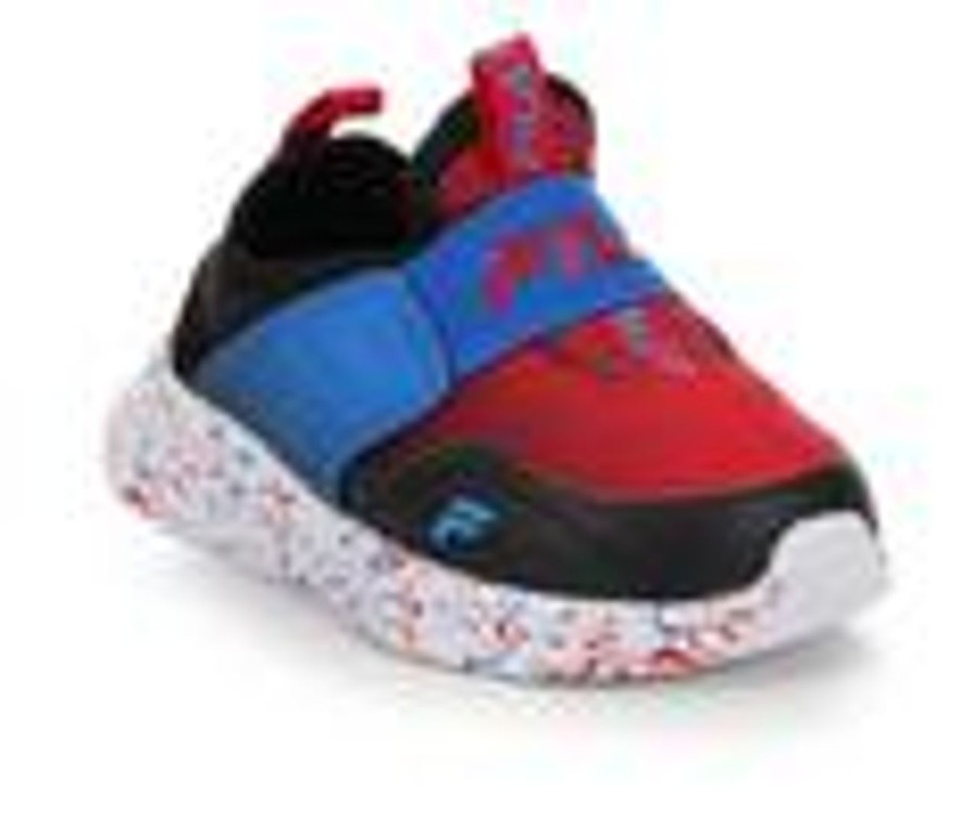 Kids Fila Athletics & Sneakers | Boys' Fila Toddler Landbuzzer Marble Slip-On Running Shoes Red/Blk/Elecblu