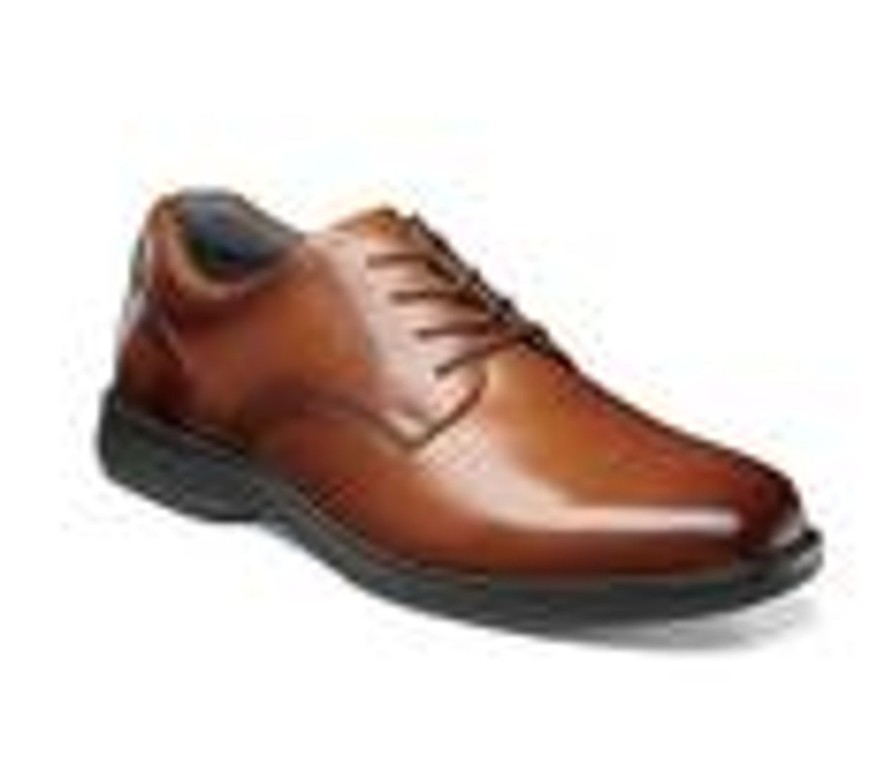 Men Nunn Bush Soft Toe | Men'S Nunn Bush Kore Pro Plain Toe Slip-Resistant Oxfords Cognac