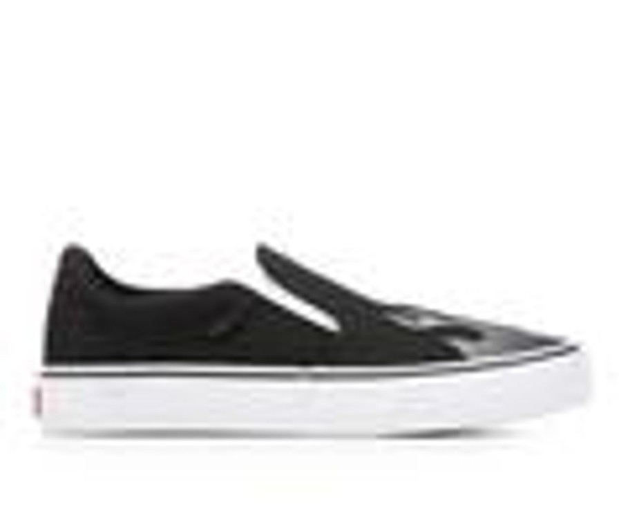 Men Vans Slip-Ons | Men'S Vans Asher Deluxe Skate Shoes Blk/Wht Flame