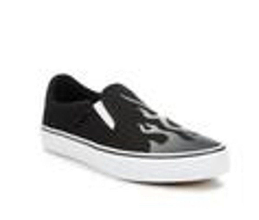 Men Vans Slip-Ons | Men'S Vans Asher Deluxe Skate Shoes Blk/Wht Flame