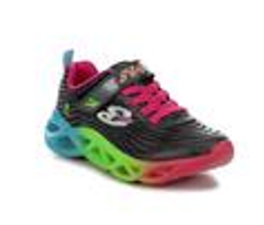 Kids Skechers Casual | Girls' Skechers Little Kid & Big Kid Twisty Brights Light-Up Sneakers Black/Rainbow