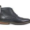 Men Nunn Bush Boots | Men'S Nunn Bush Odell Wingtip Boots Black Tumbled