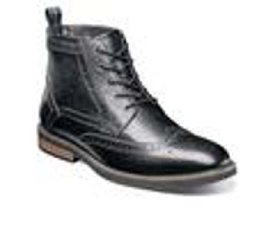 Men Nunn Bush Boots | Men'S Nunn Bush Odell Wingtip Boots Black Tumbled