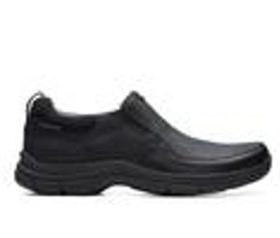 Men Clarks Loafers And Slip-Ons | Men'S Clarks Walpath Step Casual Loafers Black Leather