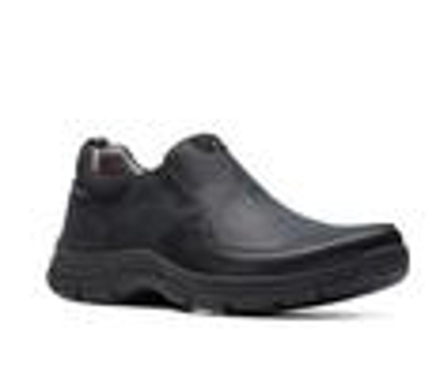 Men Clarks Loafers And Slip-Ons | Men'S Clarks Walpath Step Casual Loafers Black Leather