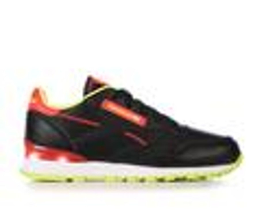 Kids Reebok Casual | Boys' Reebok Little Kid Classic Step N Flash Light-Up Running Shoes Black/Orange