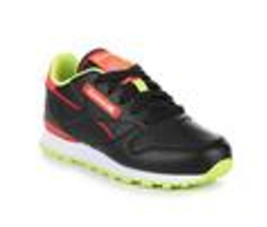 Kids Reebok Casual | Boys' Reebok Little Kid Classic Step N Flash Light-Up Running Shoes Black/Orange