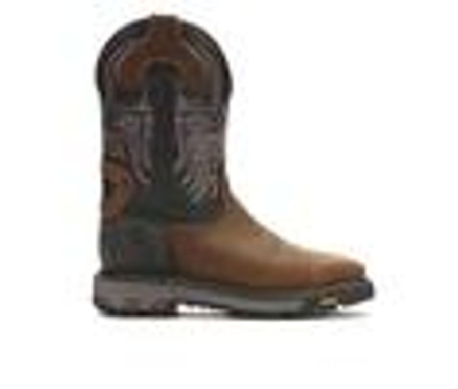 Men Justin Boots Electric Hazard | Men'S Justin Boots Commander Steel Toe Cowboy Boots Brown/Black