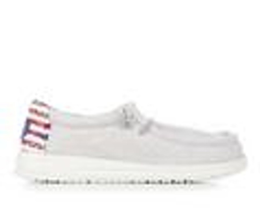 Kids HEYDUDE Casual | Boys' Heydude Little Kid & Big Kid Wally Youth Flag Slip-On Shoes White/Patriotic