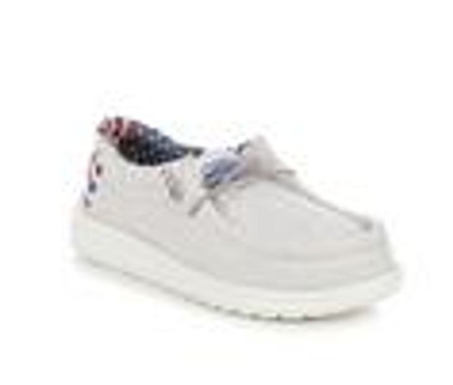 Kids HEYDUDE Casual | Boys' Heydude Little Kid & Big Kid Wally Youth Flag Slip-On Shoes White/Patriotic