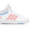 Kids Adidas Athletics & Sneakers | Girls' Adidas Little Kid & Big Kid Hoops Mid 3.0 Sneakers Wht/Acidred/Sky