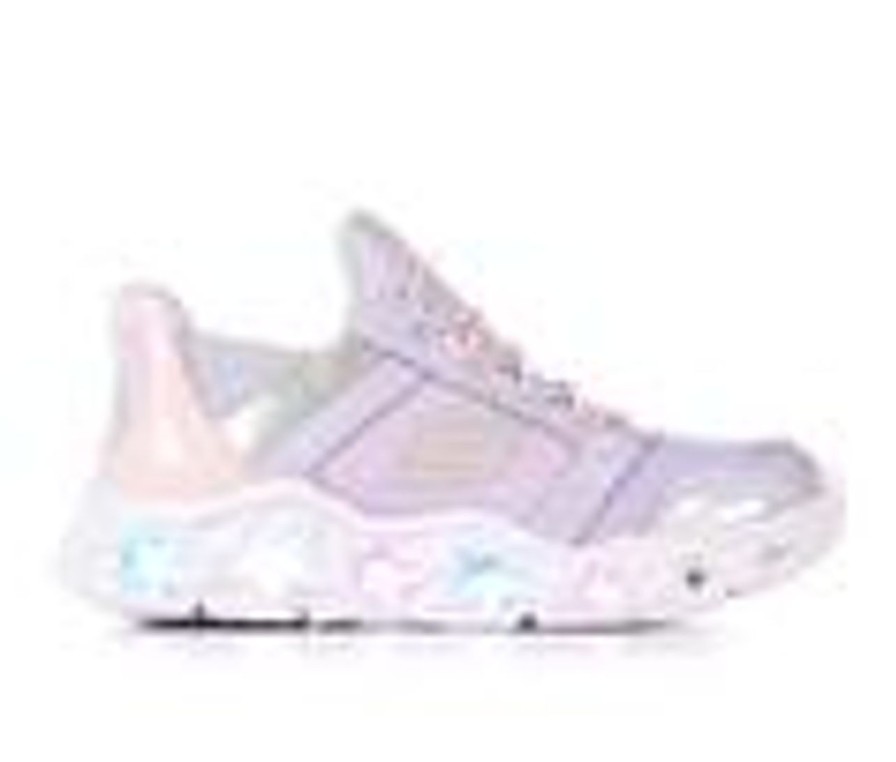 Kids Skechers Casual | Girls' Skechers Little Kid & Big Kid Galaxy Lights Cosmic Slip-Ins Light-Up Shoes Lavender/Multi