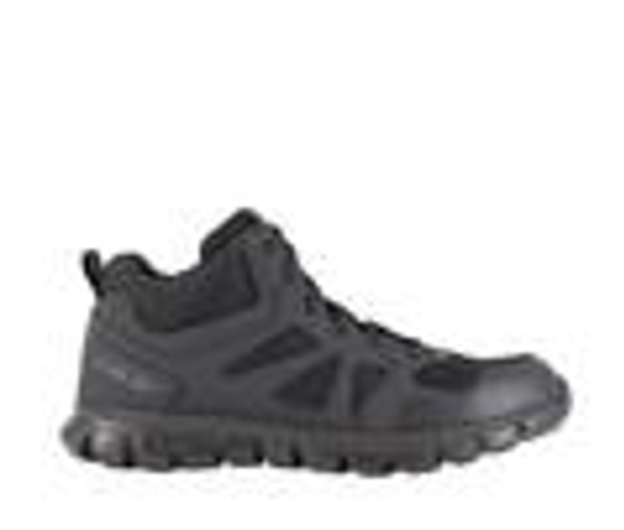 Men REEBOK WORK Soft Toe | Men'S Reebok Work Sublite Cushion Tactical Rb8405 Slip Resistant Work Boots Black