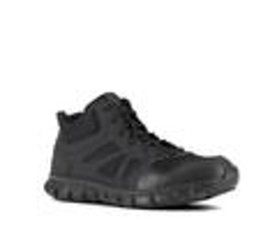 Men REEBOK WORK Soft Toe | Men'S Reebok Work Sublite Cushion Tactical Rb8405 Slip Resistant Work Boots Black