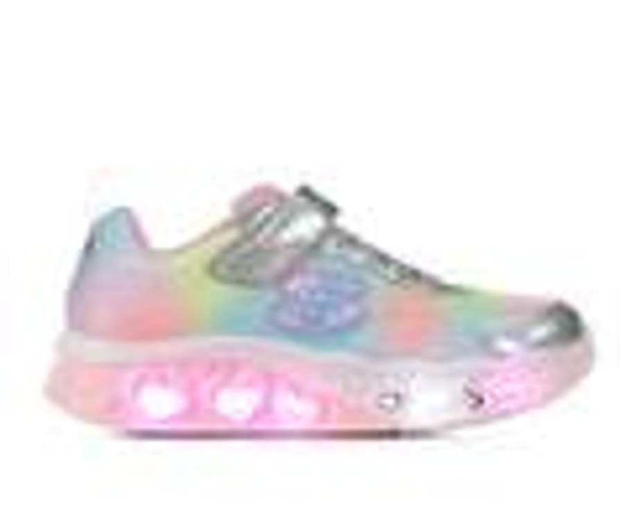 Kids Skechers Casual | Girls' Skechers Little Kid & Big Kid Heart Lights Simply Love Light-Up Sneakers Silver/Multi