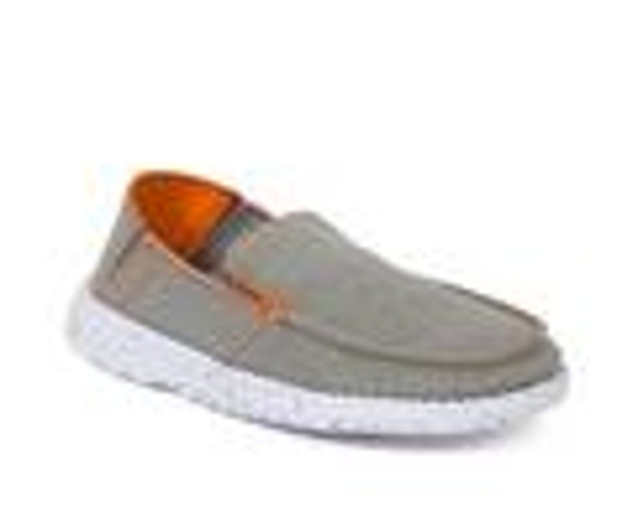 Kids Deer Stags Casual | Boys' Deer Stags Little Kid & Big Kid Kick Back Jr. Casual Loafers Grey/Orange