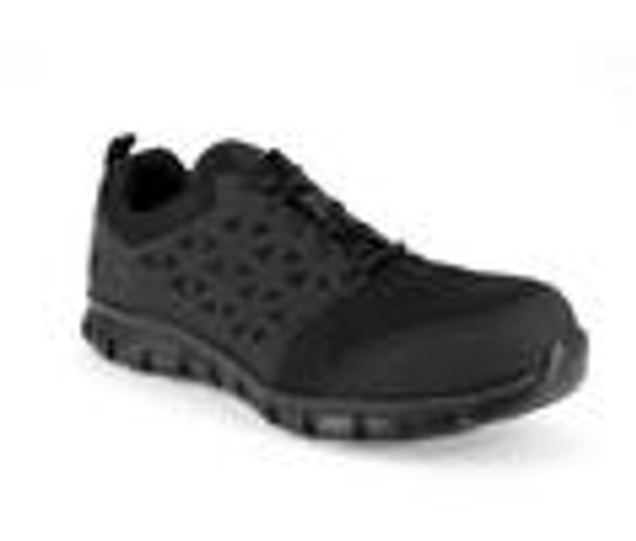 Men REEBOK WORK Electric Hazard | Men'S Reebok Work Sublite Cushion Slip-Resistant Work Shoes Black