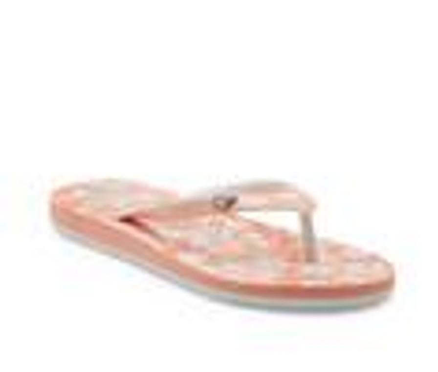 Kids Roxy Sandals | Girls' Roxy Little Kid & Big Kid Rg Pebbles Vii Flip-Flops Coral