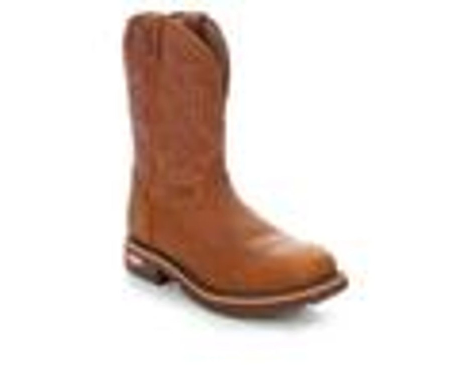 Men Justin Boots Electric Hazard | Men'S Justin Boots Resistor Russet Comp Toe Work Boots Brown