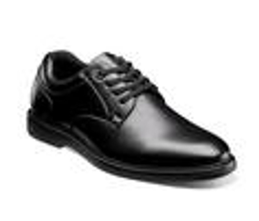 Men Nunn Bush Slip Resistant | Men'S Nunn Bush Wade Plain Toe Slip Resistant Work Oxfords Black