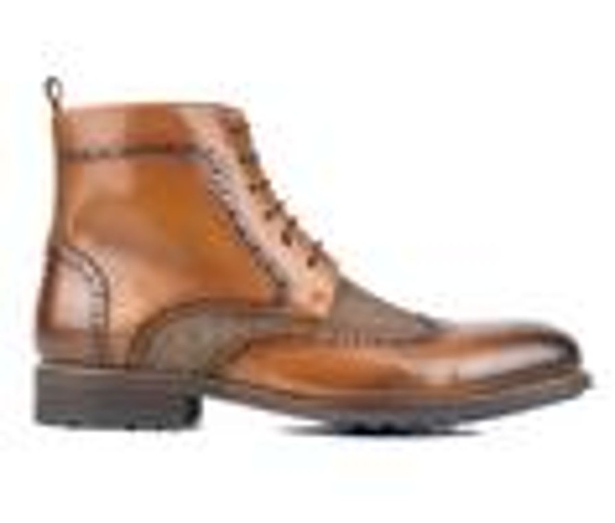 Men Vintage Foundry Co Boots | Men'S Vintage Foundry Co Flint Lace Up Wingtip Dress Boots Tan