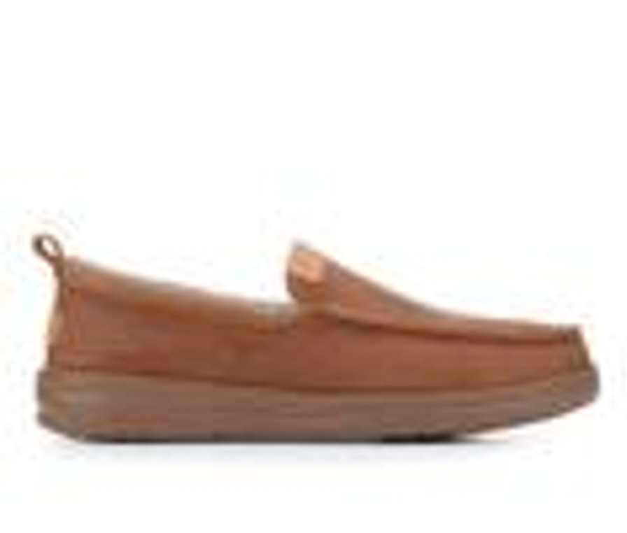 Men HEYDUDE Boat Shoes | Men'S Heydude Wally Grip Leather Slip-On Casual Shoes Brown